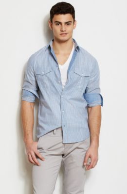 Chambray Stripe Shirt<br>Online Exclusive