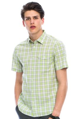 Short Sleeve Neon Plaid Shirt