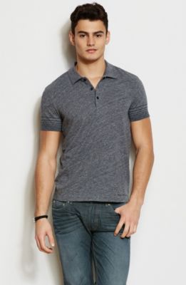 Stripe Sleeve Heathered Polo
