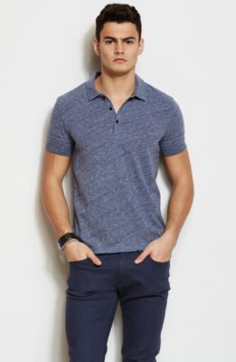 Stripe Sleeve Heathered Polo