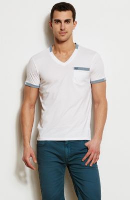 Pique Trim V-Neck