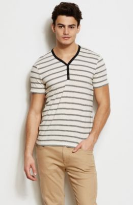 Textured Stripe Knit Henley