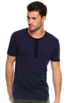 Short Sleeve Striped Henley 