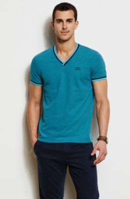 Tipped Pique V-Neck