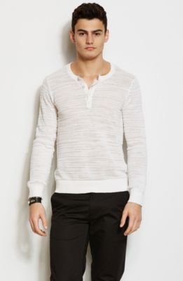 Textured Stripe Henley Sweater