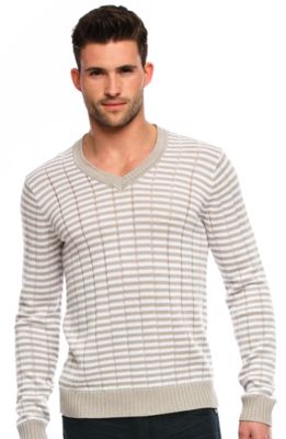 Drop Needle Striped V-neck