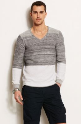 Ombre Blocked V-Neck Sweater
