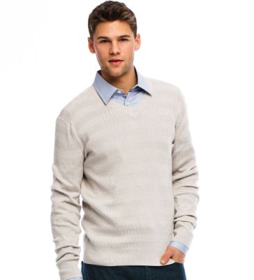 Tonal Striped V-neck