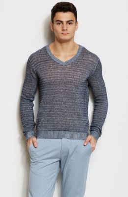 Contrast Linen Blend V-Neck