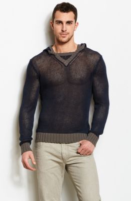 Open Stitch Hooded Sweater<br>Online Exclusive