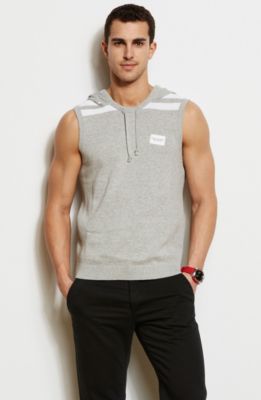 Sleeveless Striped Hooded Sweater