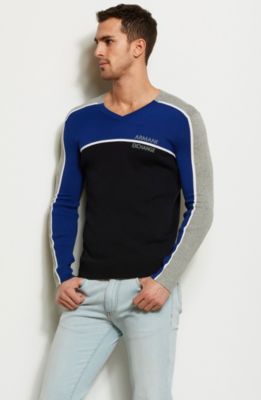 Colorblock Logo V-neck Sweater