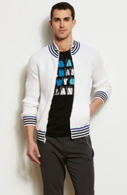 Stripe Trim Sweater Jacket<br>Online Exclusive