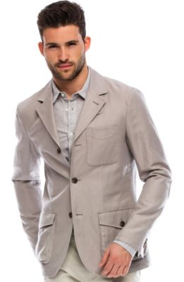 Fitted Linen Pocket Blazer