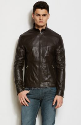 Zip Front Leather Jacket<br>Online Exclusive