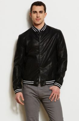 Faux Leather Baseball Jacket 