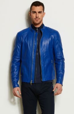 Pop Color Leather Moto Jacket
