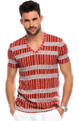 Print Striped V-neck