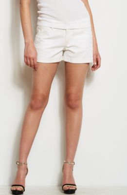 White Lace Cut-Out Denim Short<br>Online Exclusive