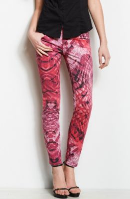 J22 - Pink Snake Print Legging Jean