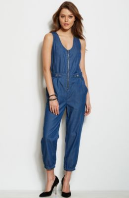 Zippered Chambray Jumpsuit