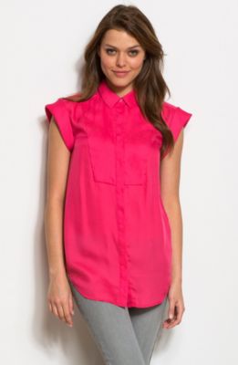 Roll Sleeve Bib Blouse