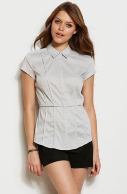 Short Sleeve Seamed Poplin Shirt<br>Online Exclusive