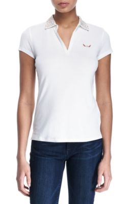 Rhinestone Collar Polo