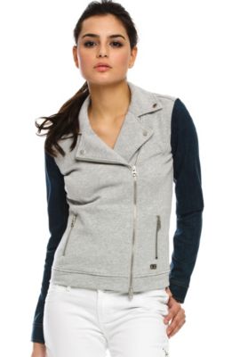 Denim Sleeve Moto Jacket