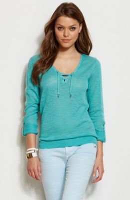Lace Up Ribbed Sweater
