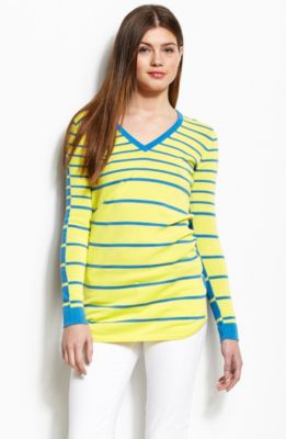 Contrast Stripe V-Neck Sweater