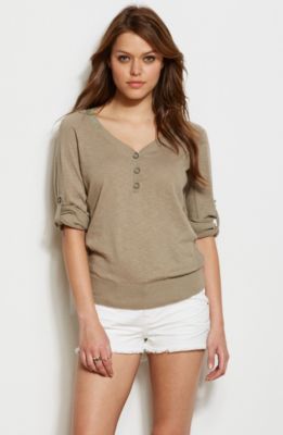 Metallic Accent Henley