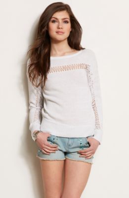 Crochet Stripe Sweater<br>Online Exclusive 