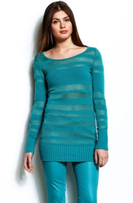 Sheer Stripe Tunic Sweater