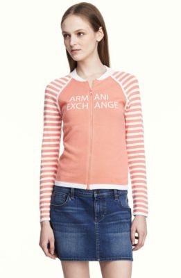Stripey Logo Zip Up Sweater<br>Online Exclusive