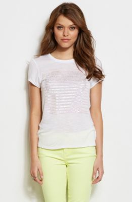Sequin Stripe Heart Tee<br>Online Exclusive