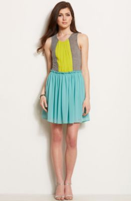 Colorblock Fit and Flare Dress<br>Online Exclusive 