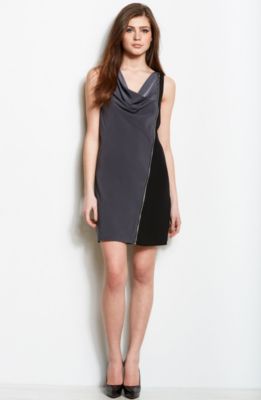 Zippered Cowl Neck Dress