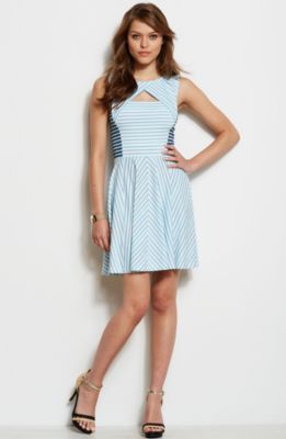Mixed Stripe Fit & Flare Dress