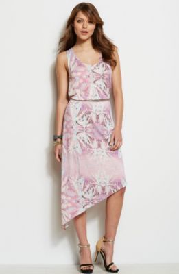 Printed Asymmetrical Hem Maxi Dress