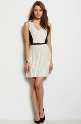 Pleated Colorblock Dress