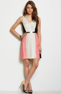 Pleated Colorblock Dress