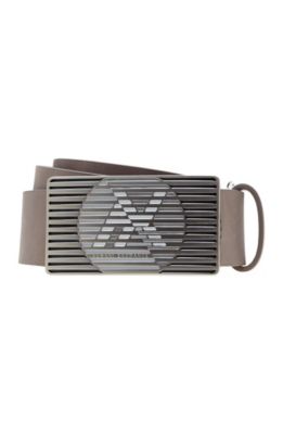 Striped Metal Logo Plaque Belt<br>Online Exclusive