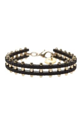 Metal Bullet Leather Bracelet