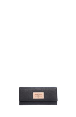 Snake Embossed Turnlock Wallet 