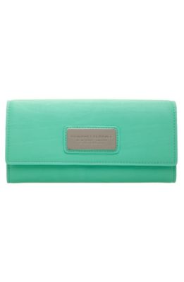Faux Leather Logo Plate Wallet
