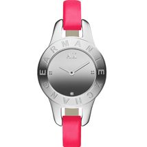 Skinny Pink Leather Strap Watch 