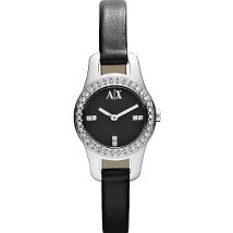 Skinny Black Leather Band Watch