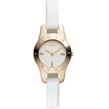 Skinny White Leather Band Watch