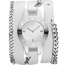 Chain Strap Leather Cuff Watch